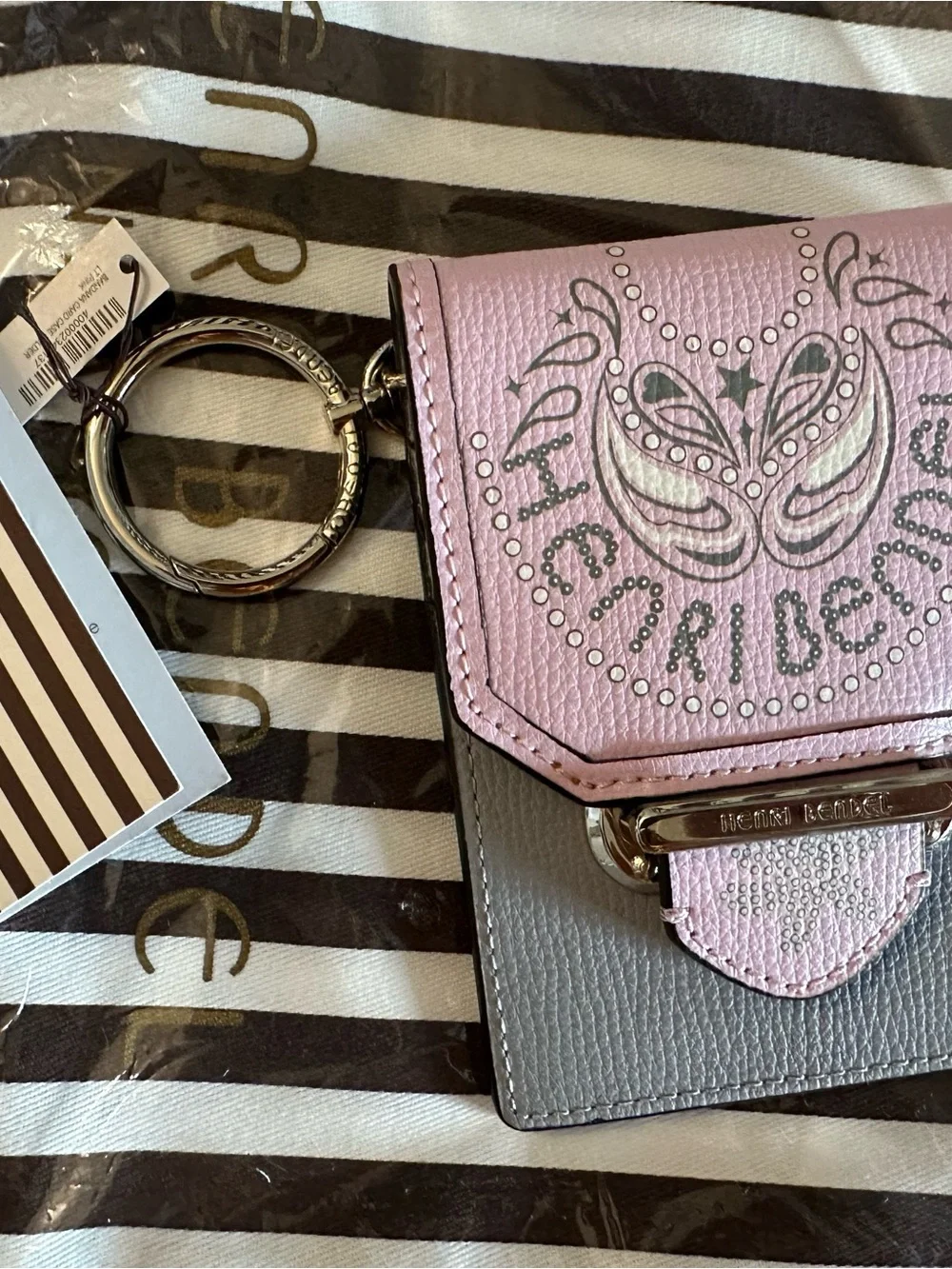 Henri Bendel Bandana Card Case Holder, Light Pink New with Tags